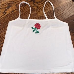 BRANDY MELVILLE white tank top with rose